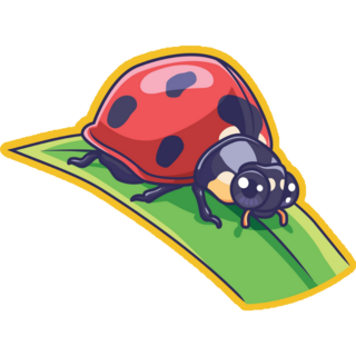 Cute Ladybug On Leaf Sticker