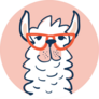 Cute Lama Face With Glasses Illustration Sticker
