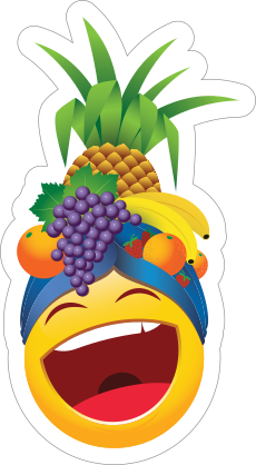 Cute Laughing with Fruit Hat Emoji Sticker