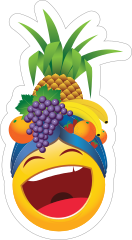 Cute Laughing with Fruit Hat Emoji Sticker
