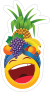 Cute Laughing with Fruit Hat Emoji Sticker