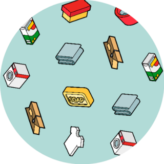 Cute Laundry Icons Dry Cleaning Cartoon Pattern Sticker