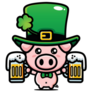 Cute Leprechaun Pig Holding Beers Sticker
