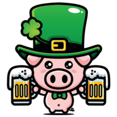 Cute Leprechaun Pig Holding Beers Sticker