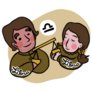 Cute Libra Couple Horoscope Cartoon Sticker