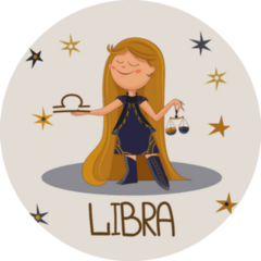Cute Libra Girl Libra With scales Star Cartoon Sticker