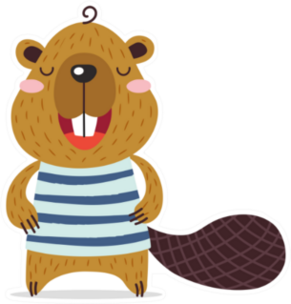 Cute Little Beaver Is Smiling In Clothes Sticker