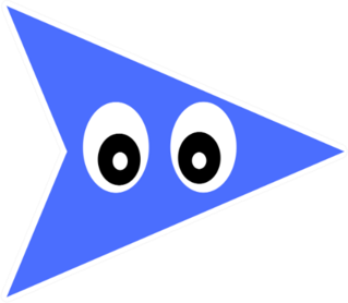 Cute Little Blue Arrow Pointing In Right With Eyes Sticker