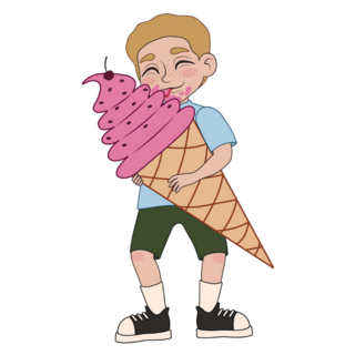 Cute Little Boy Eating Ice Cream Sticker