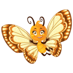 Cute Little Butterfly With Yellow And Brown Ornament Wings Sticker