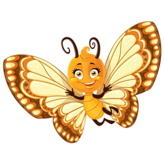 Cute Little Butterfly With Yellow And Brown Ornament Wings Sticker