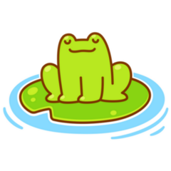 Cute Little Cartoon Frog Sitting on a Lily Pad Sticker