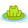 Cute Little Cartoon Frog Sitting on a Lily Pad Sticker