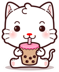 Cute Little Cat Drinking Boba Tea Sticker