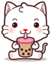 Cute Little Cat Drinking Boba Tea Sticker