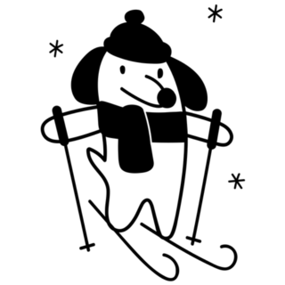 Cute Little Dog Skiing Sticker
