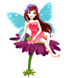 Cute Little Fairy Sitting On A Flower Sticker
