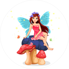 Cute Little Fairy Sitting On A Mushroom Sticker