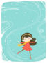 Cute Little Girl Skating On Ice Sticker