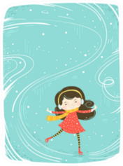 Cute Little Girl Skating On Ice Sticker