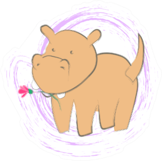 Cute Little Hippo With A Flower Sticker