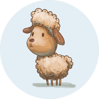 Cute Little Lamb On Blue Sticker