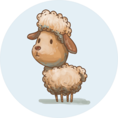 Cute Little Lamb On Blue Sticker