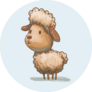 Cute Little Lamb On Blue Sticker