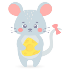 Cute Little Mouse Holding Cheese Sticker