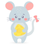 Cute Little Mouse Holding Cheese Sticker