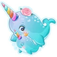 Cute Little Narwhal Mother And Baby Sticker