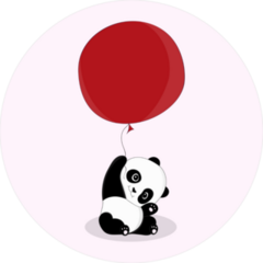Cute Little Panda With Red Balloon Sticker