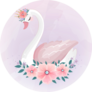 Cute Little Princess Swan With Flower Bouquet Sticker