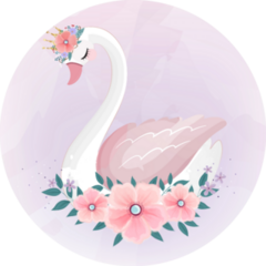 Cute Little Princess Swan With Flower Bouquet Sticker