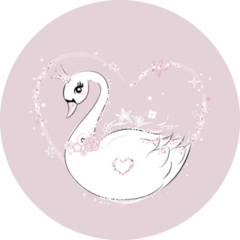 Cute Little Swan Princess And Heart Sticker