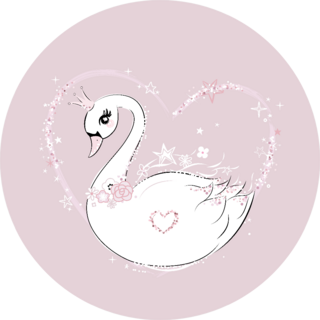 Cute Little Swan Princess And Heart Sticker