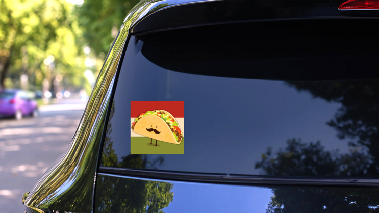 Cute Little Taco Sticker on a Rear Car Window (New) example