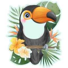 Cute Little Toucan Watercolor Sticker