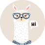 Cute Llama Face Saying Hi Sticker