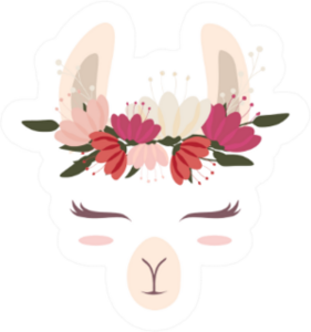 Cute Llama Head With Beautiful Flower Crown Sticker