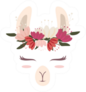 Cute Llama Head With Beautiful Flower Crown Sticker