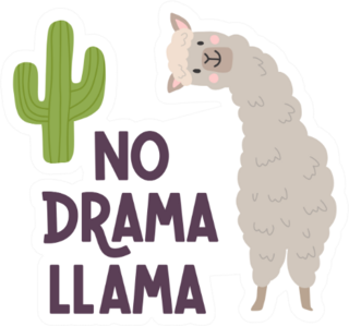Cute Llama No Drama Llama Sticker
