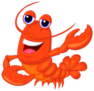 Cute Lobster Cartoon Waving Sticker