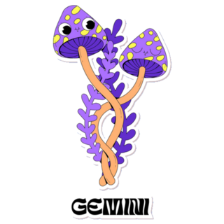 Cute Long Purple Mushrooms Gemini Sticker