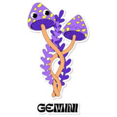 Cute Long Purple Mushrooms Gemini Sticker
