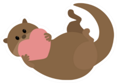 Cute Lovely Animal Otter With Heart Sticker