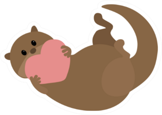 Cute Lovely Animal Otter With Heart Sticker