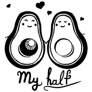 Cute Loving Avocados My Half Sticker