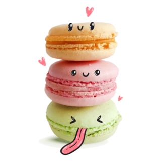 Cute Macaroons With Faces, French Sticker