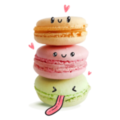 Cute Macaroons With Faces, French Sticker